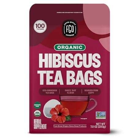 Organic Hibiscus Tea Bags | 100 Tea Bags | Eco-Conscious