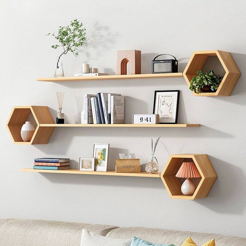 六边形置物架墙上墙壁挂卧室客厅电视背景墙面装饰架子挂墙壁书架,农用物资,苗木固定器/支撑器,淘宝优惠券,粉丝福利购,淘宝优惠卷