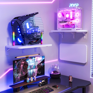 电脑主机托架悬挂墙上置物架台式机箱支架子可折叠墙面壁挂置物架