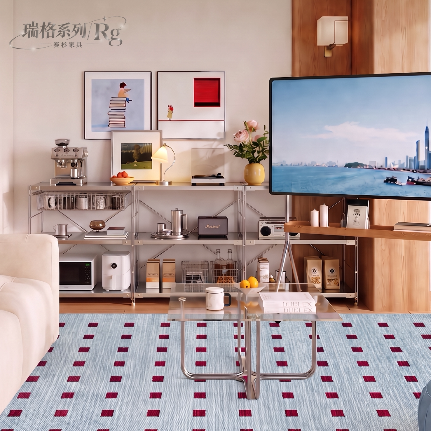瑞格Rg不锈钢置物架落地韩系包豪斯餐边柜收纳INS家用水吧台储物