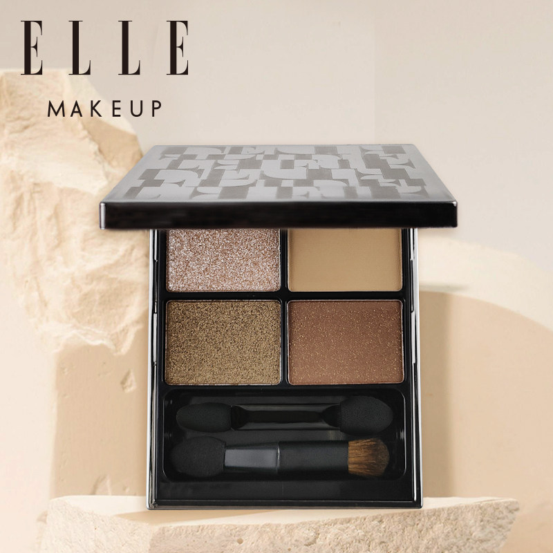 ELLE焕彩四色眼影粉盘大地色哑光珠光盘日常妆容闪粉效期26年6月