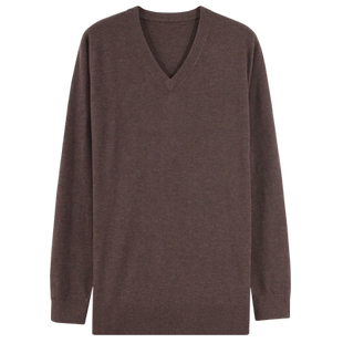 雪舟男士牦牛绒套衫V领针织衫打底衫秋冬毛衣爸爸装