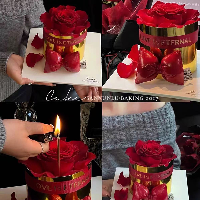 2026女神节情人节立体蝴蝶结金色围边蛋糕装饰仿真玫瑰花烘焙装扮,节庆用品/礼品,蛋糕/烘焙装饰用品,淘宝优惠券,粉丝福利购,淘宝优惠卷