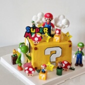 网红超级玛丽蛋糕装 饰摆件卡通马里奥儿童男孩甜品台烘焙插件插牌