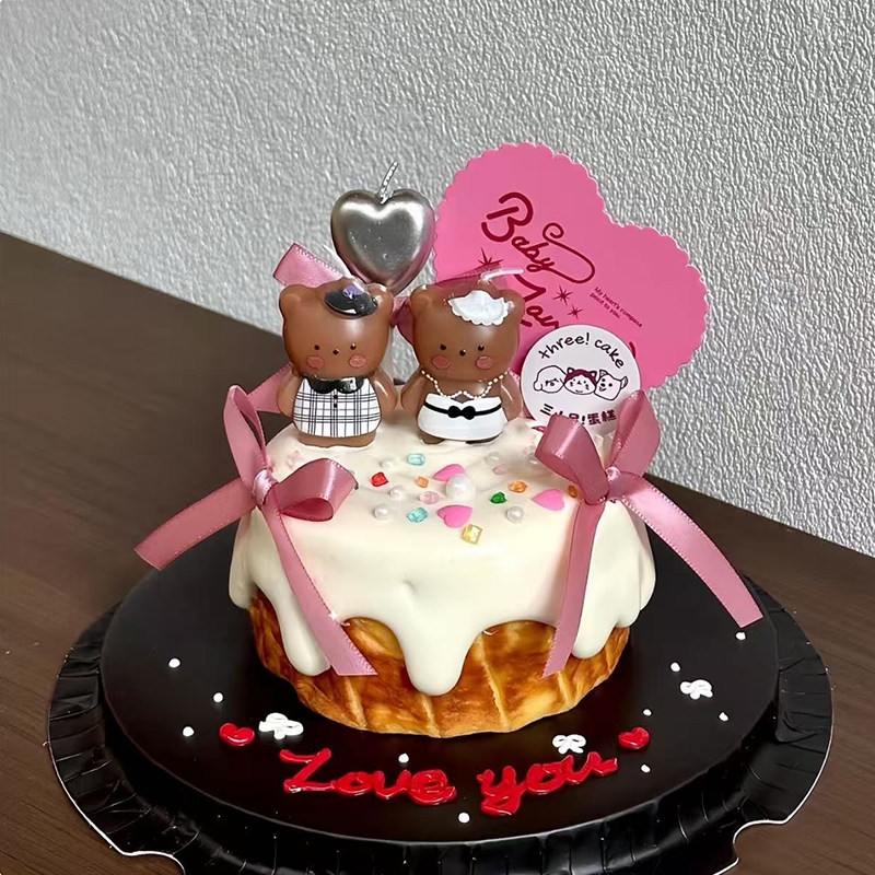 2.14情人节快乐情侣格子小熊蜡烛蛋糕装饰love卡片丝带装扮插件,节庆用品/礼品,蛋糕/烘焙装饰用品,淘宝优惠券,粉丝福利购,淘宝优惠卷