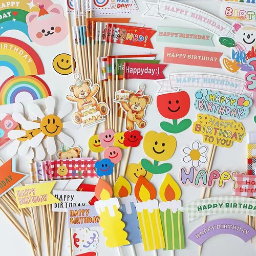 ins风小熊笑脸小花HBD插牌插件