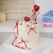 2025七夕情人节爱心气球蛋糕装 饰love蜡烛情侣纪念日烘焙装 扮插件