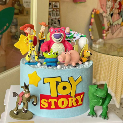 网红儿童玩具总动员胡迪翠丝巴斯光年三眼仔公仔生日蛋糕装饰摆件