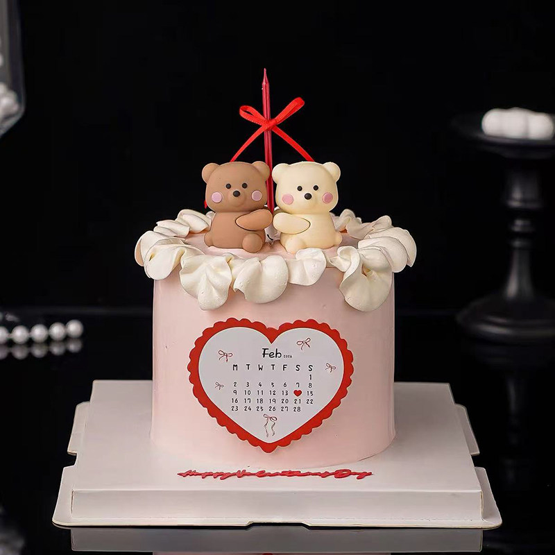 2.14情人节卡通立体抱抱熊蛋糕装饰摆件爱心日历告白卡片烘焙装扮,节庆用品/礼品,蛋糕/烘焙装饰用品,淘宝优惠券,粉丝福利购,淘宝优惠卷