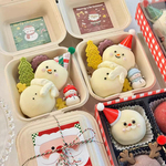 网红圣诞节4寸雪媚娘甜品便当盒 蛋糕装饰圣诞老人雪人贴纸装扮