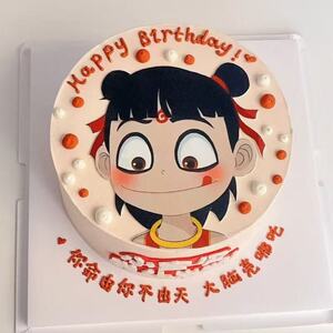 网红动漫哪吒同款免手绘可食用糯米纸儿童生日蛋糕装扮烘焙配件