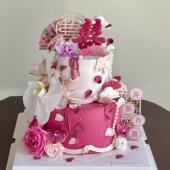 饰摆件订婚宴甜品台装 网红中式 国风仿真蝴蝶兰鲜花蛋糕装 扮插件