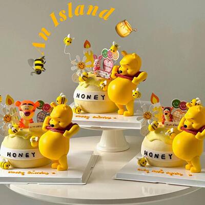 网红大肚子维尼小熊蛋糕装饰摆件大肚熊孕妇怀孕妈妈老婆生日插件