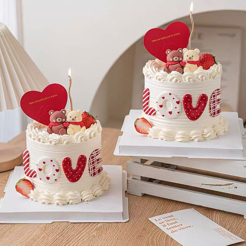 情人节卡通连体围巾小熊蛋糕装饰摆件love亚克力爱心告白卡片装扮,节庆用品/礼品,蛋糕/烘焙装饰用品,淘宝优惠券,粉丝福利购,淘宝优惠卷