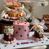 2.14情人节helloKitty猫可露丽蛋糕装 饰摆件爱心love蜡烛装 扮插件