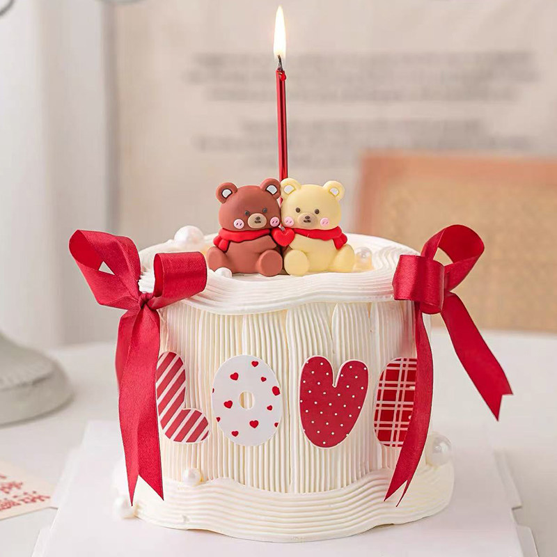 2.14情人节快乐围巾情侣小熊蛋糕装饰摆件love亚克力烘焙装扮插件,节庆用品/礼品,蛋糕/烘焙装饰用品,淘宝优惠券,粉丝福利购,淘宝优惠卷