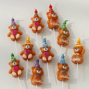 小红书拍照韩系生日蜡烛韩国ins网红流行卡通派对爱心小熊HBD蜡烛