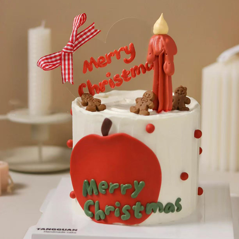 网红圣诞节MerryChristmas爱心亚克力蛋糕装饰姜饼人饼干装扮插件