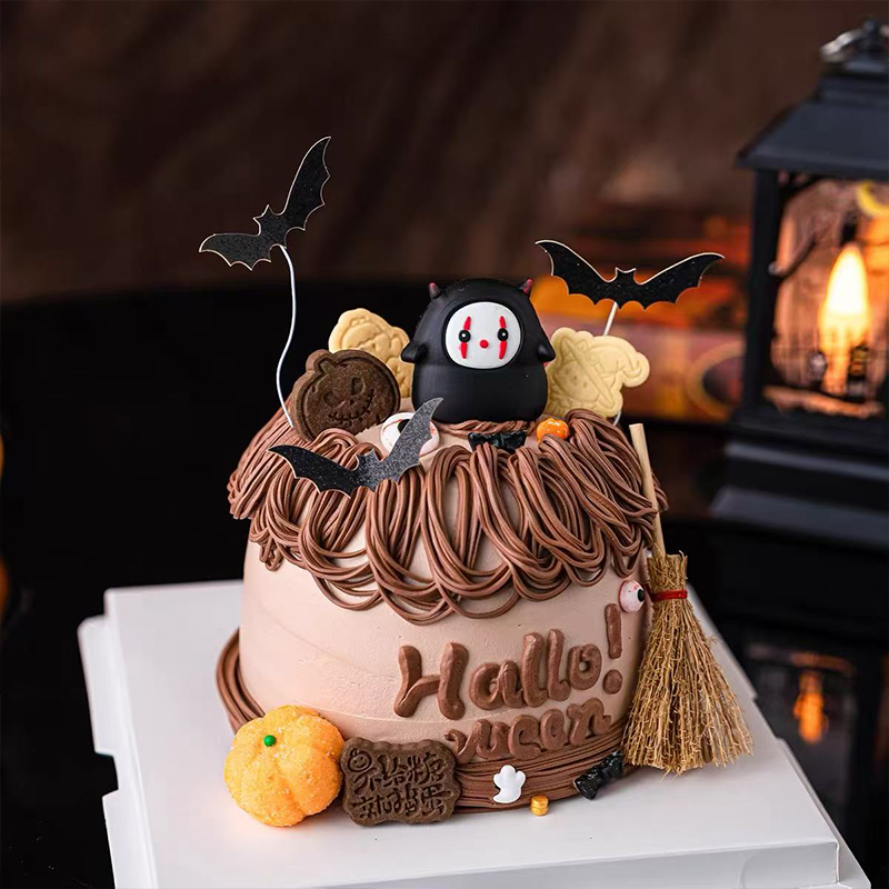2025万圣节快乐恶魔小鬼蛋糕装饰摆件南瓜棉花糖蝙蝠甜品装扮插件