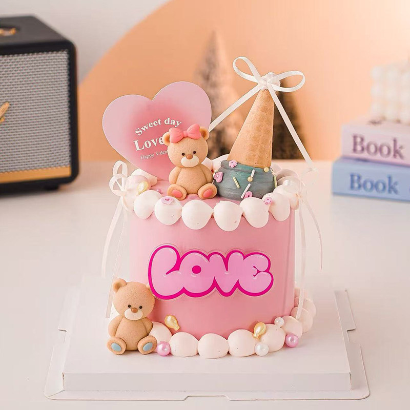 2.14情人节快乐爱心卡片love亚克力插件卡通情侣小熊蛋糕装饰摆件,节庆用品/礼品,蛋糕/烘焙装饰用品,淘宝优惠券,粉丝福利购,淘宝优惠卷