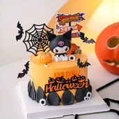 2025万圣节狂欢库洛米蛋糕装 饰摆件蜘蛛网路牌蝙蝠亚克力装 扮插件