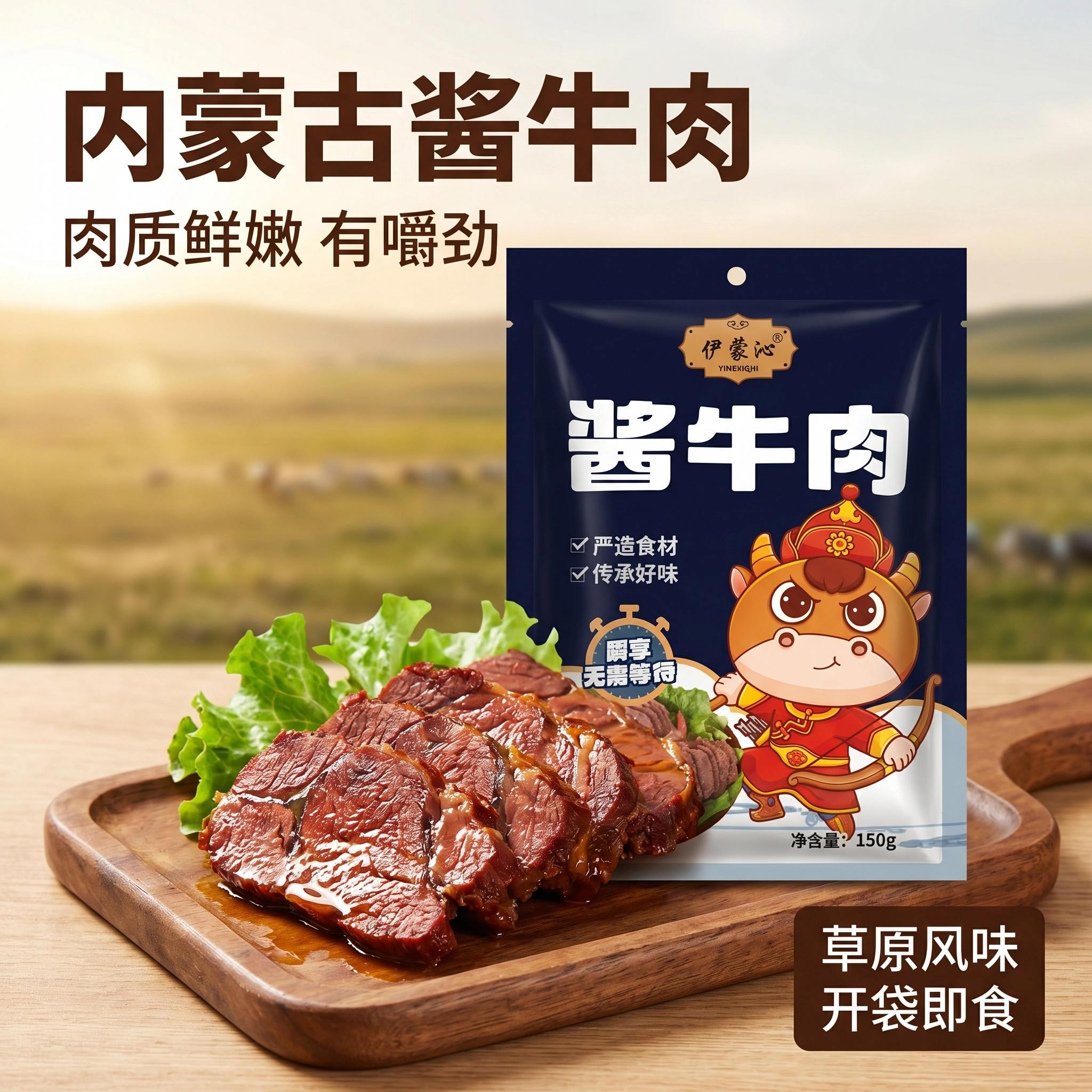正宗内蒙古酱牛肉真空熟食草原五香卤牛肉大块肉开袋即食下酒零食