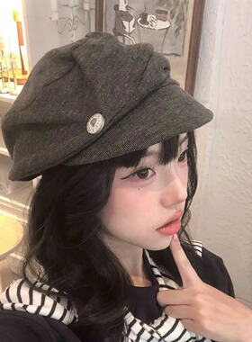 中古风秋冬画家帽子保暖