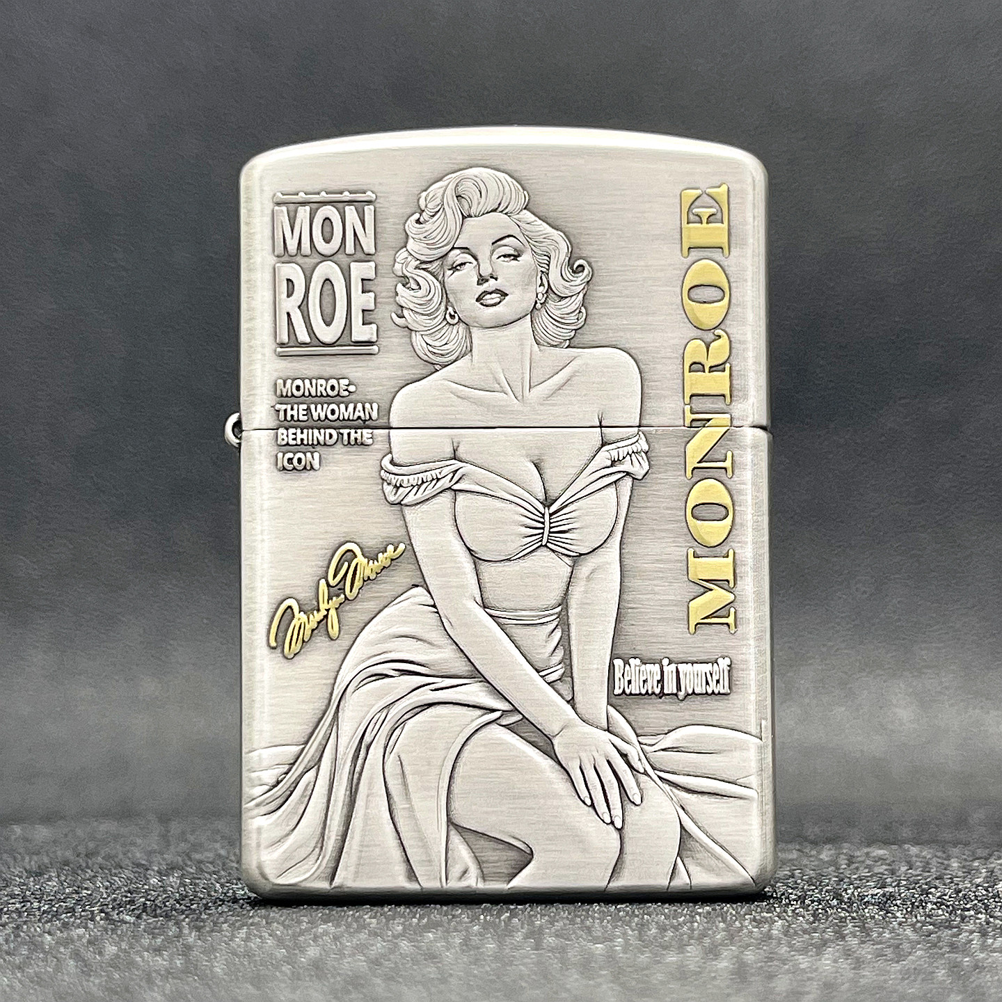ZIPPO正品之宝打火机 原版盔甲浮雕DIY 162银色玛丽莲梦露