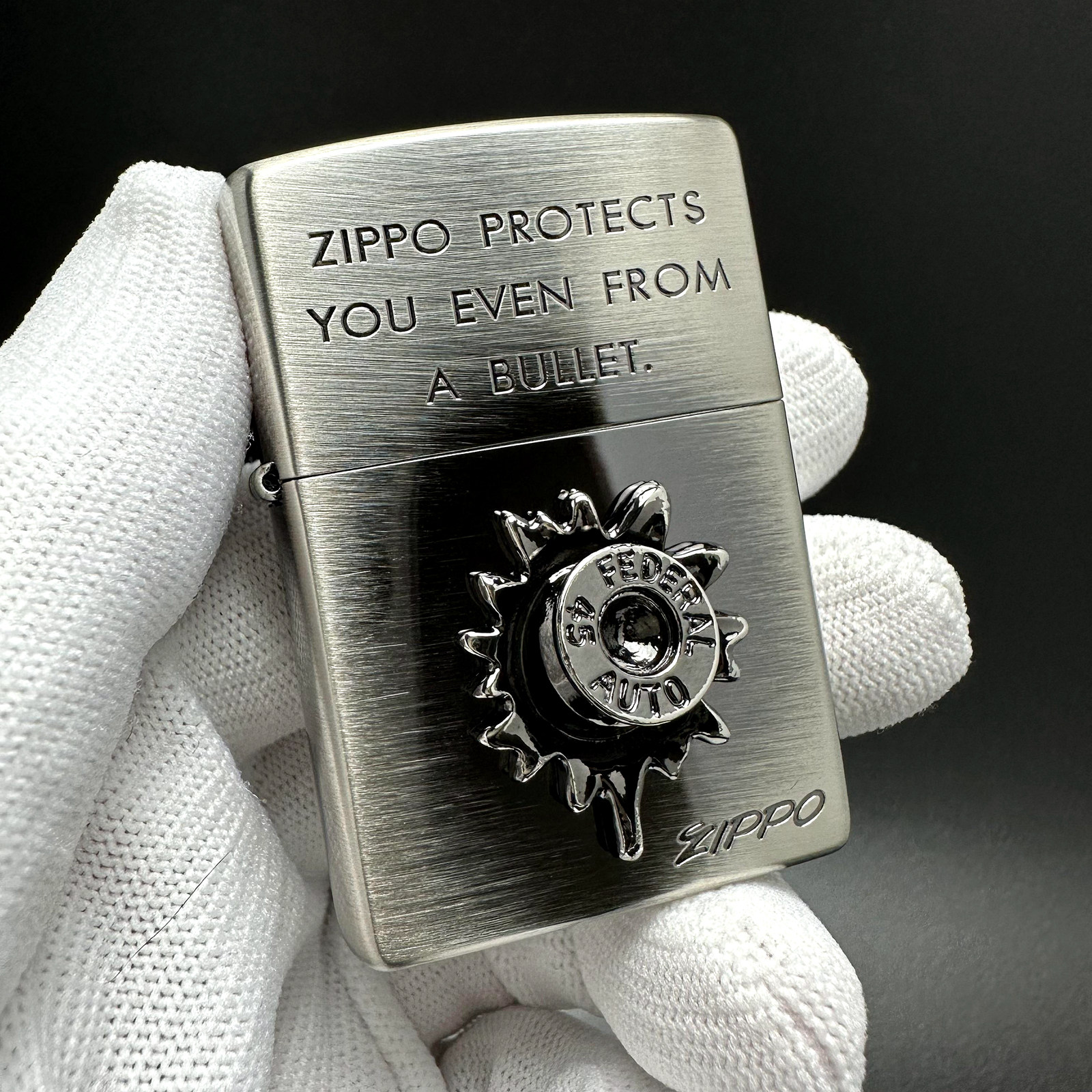 之宝zippo打火机正品防风 日版原版贴章 银色 银子弹 守护安东尼