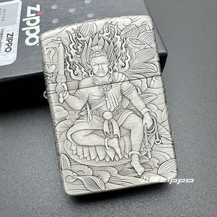 ZIPPO正品之宝打火机 千语原版盔甲浮雕DIY 162银色不动明王菩萨