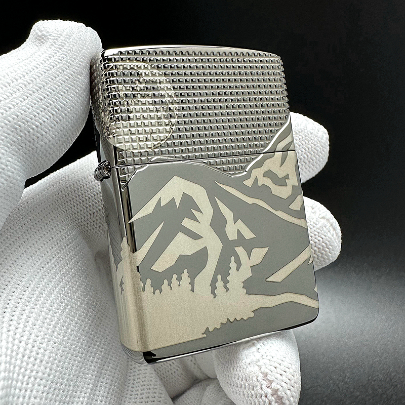 ZIPPO正品之宝打火机 美版原版盔甲 黑色 黑冰月亮山49299