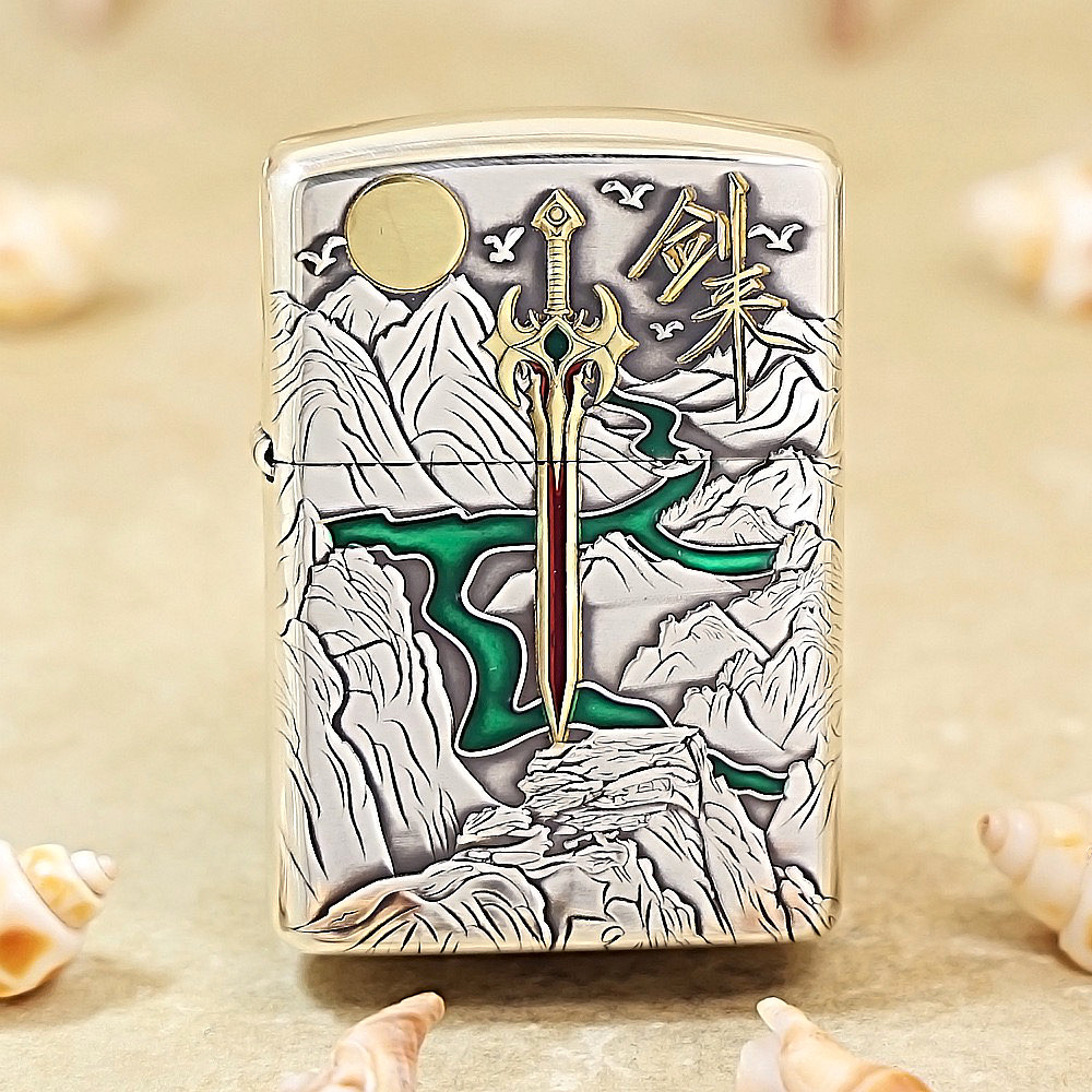 ZIPPO正品之宝打火机 蝎子原版盔甲DIY 162银色剑来
