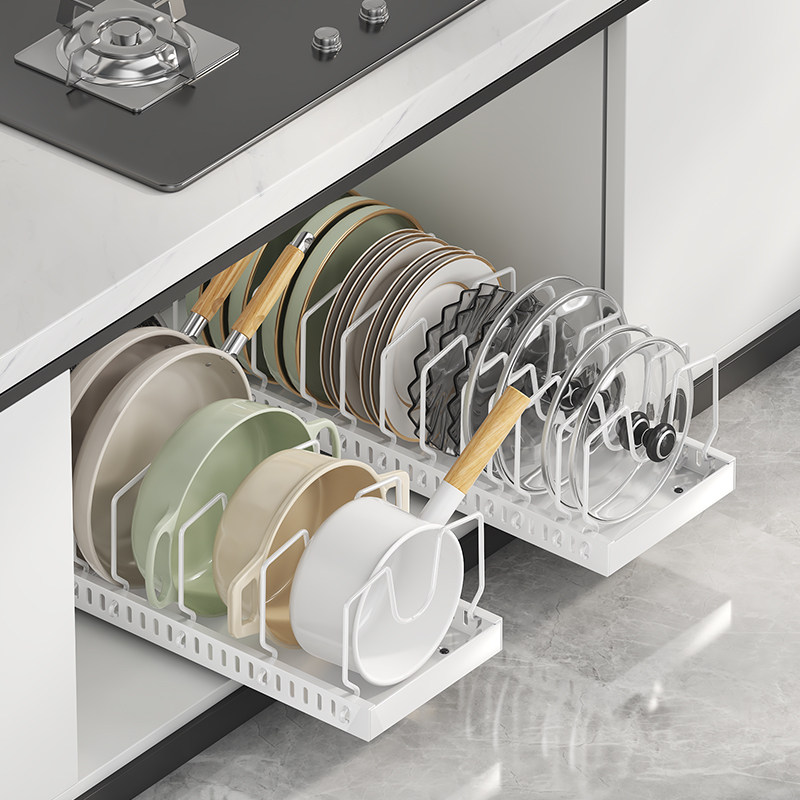 厨房置物架家用抽拉式锅盖锅具碗碟盘收纳架柜内多功能可伸缩锅架,厨房/烹饪用具,碗架,淘宝优惠券,粉丝福利购,淘宝优惠卷