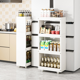 厨房夹缝置物架冰箱缝隙窄边调料收纳架门后简约可移动储物架窄柜