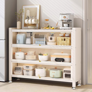 厨房置物架落地多层微波炉餐边收纳储物柜多功能靠墙一体碗橱柜子