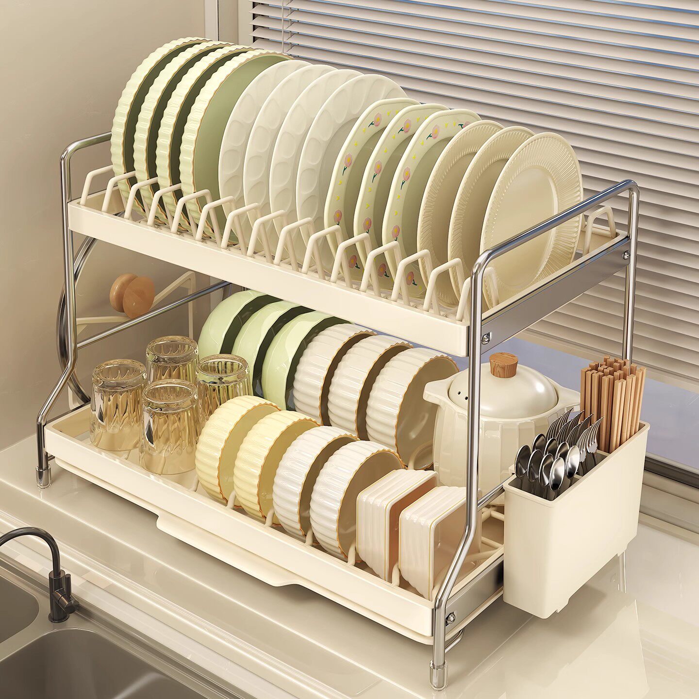 厨房碗碟收纳架大容量家用多功能碗盘沥水碗碟筷笼收纳台面置物架,厨房/烹饪用具,碗架,淘宝优惠券,粉丝福利购,淘宝优惠卷