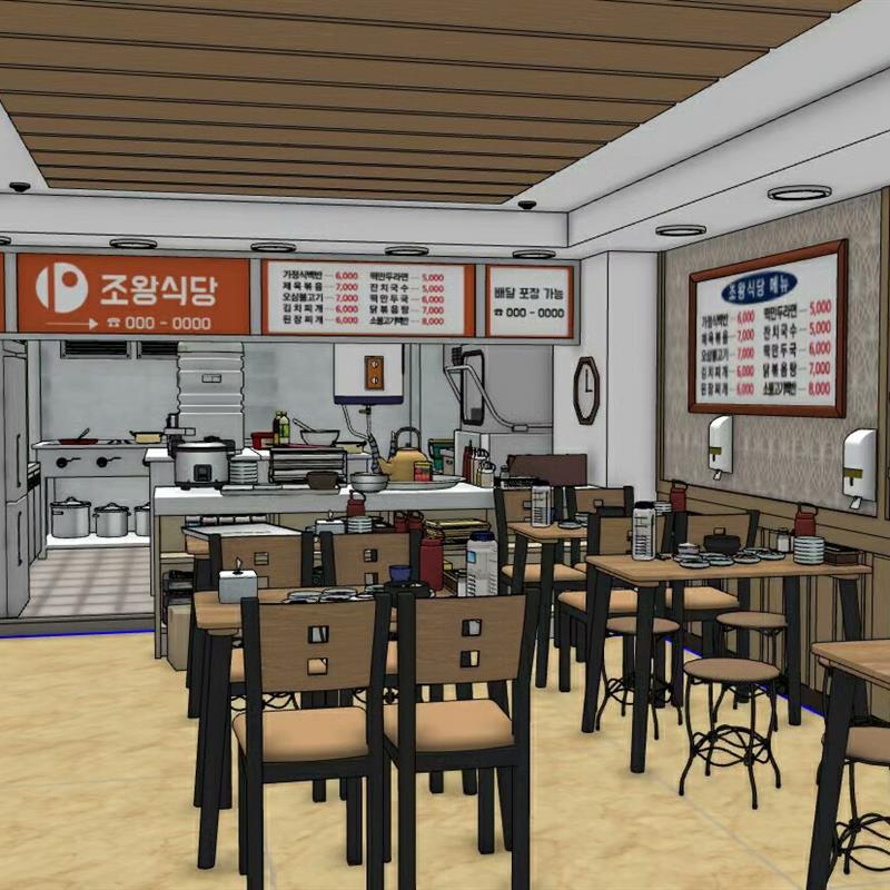 【acon3D】草图大师SU自用模型白饭馆餐厅skp格式