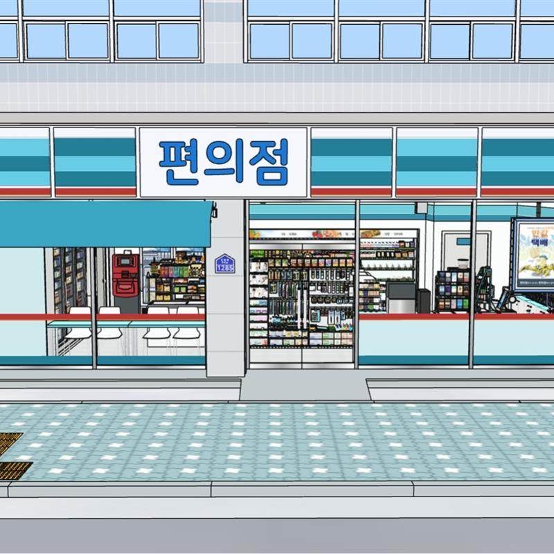 【acon3D】浪漫幻想便利店内外部场景 漫画背景 草图大师