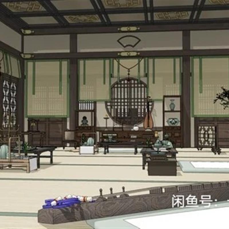 【su模型】古风室内背景2 中国风室内背景 绘画辅助参考