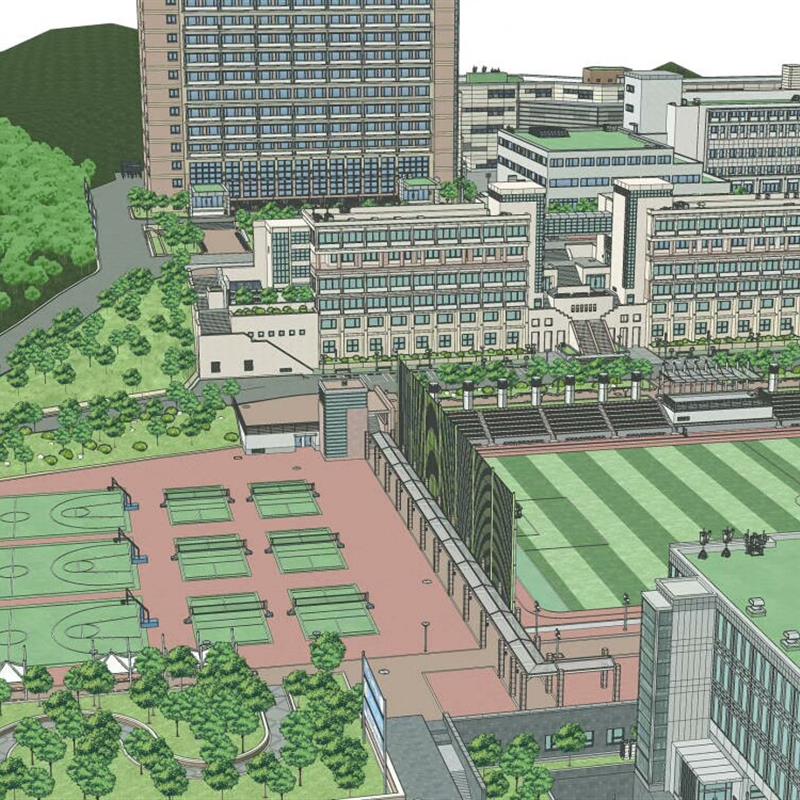 【su模型】大学全套 办公室 大学楼 操场 篮球场 钢琴演奏