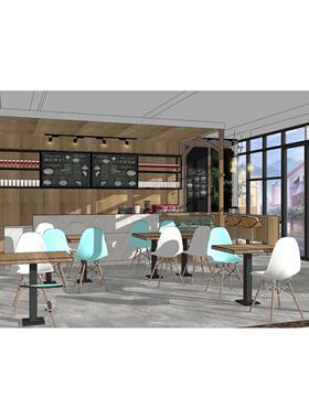 【su模型】acon3d 街角咖啡店商店模型 漫画场景 室内