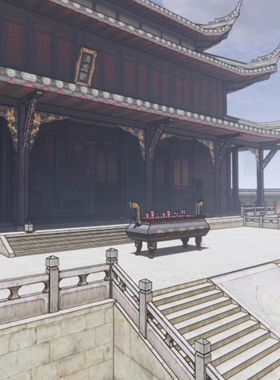 acon3d su模型 道观模型  古代道观修行模型