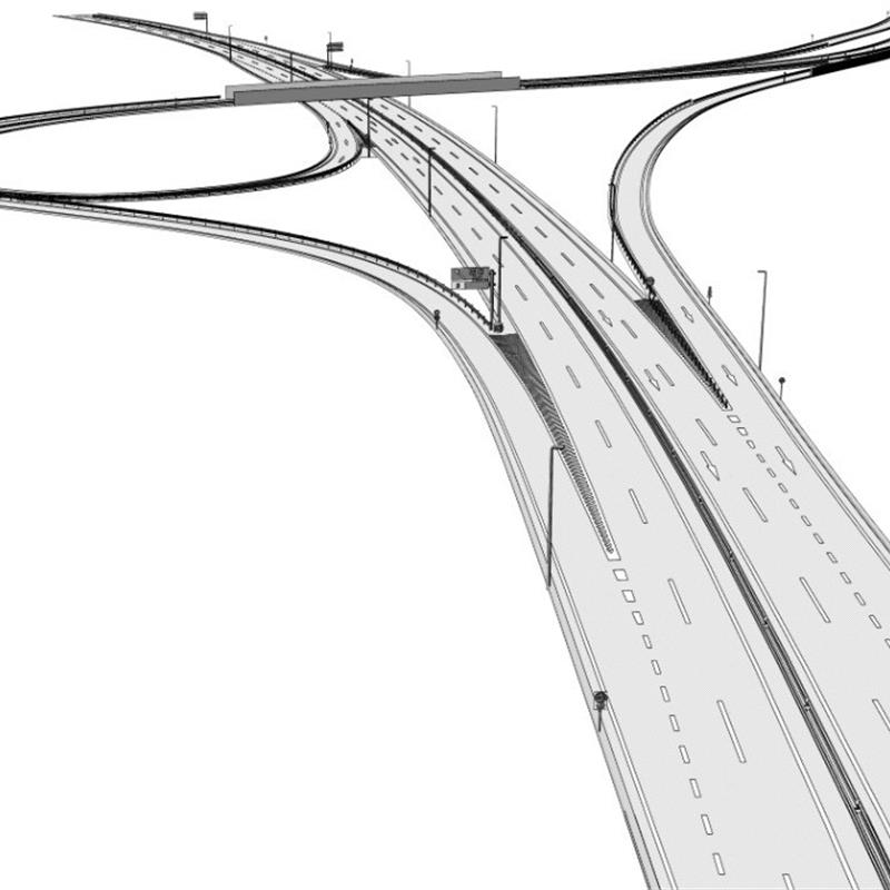 【csp模型】高速公路交叉口3D建筑室外交通工具