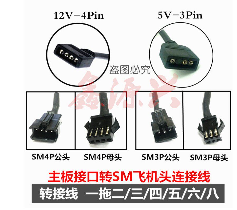 MOTHERBOARD 12VRGB 4PIN TO SM4PIN INTERFACE RGB FAN LIGHT BAR HUB EXTENSION EXTENSION CABLE AIRPLANE HEAD