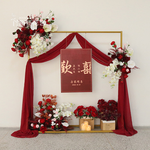 年会庆典活动装饰布置仿真花艺拱门组合摆拍摄影美陈橱窗会场装饰