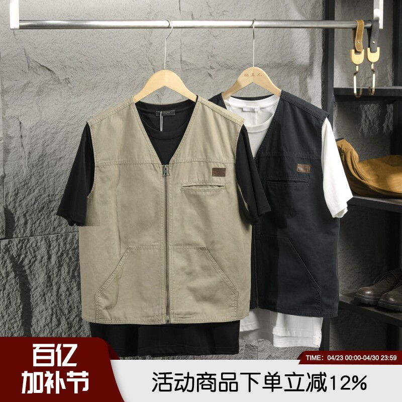 品质精湛！100全棉水洗秋冬男女情侣工装休闲时尚百搭背心马甲潮