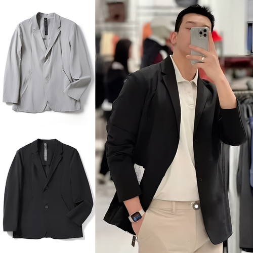 男士轻薄3D立体裁剪压胶弹力西服