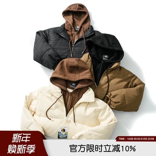 高街 宽松廓形时尚 痞帅假两件 男女情侣款 保暖外套羽绒服 冬季 美式