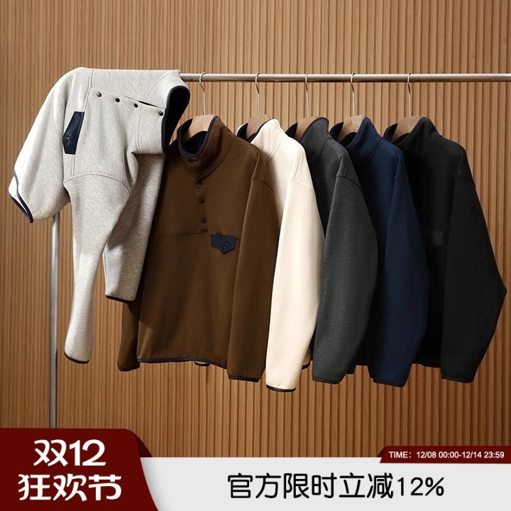 日系复古硬核防寒卫衣秋冬户外运动3D立裁500G加厚复合羊羔绒外套