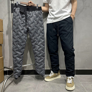 秋冬防风防水加厚百搭松紧休闲直筒羽绒裤 男士 轻盈蓬松 蓄热保暖